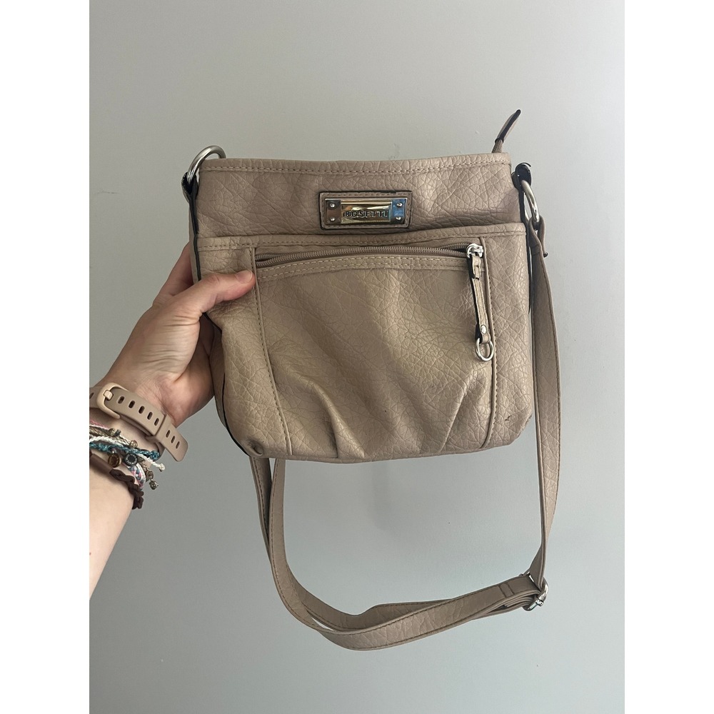 Beige Crossbody Purse Faux Leather Satchel Minimalist Functional Travel Bag